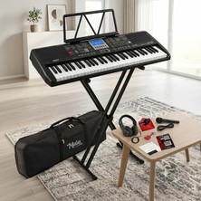 Midex PS-1800BK-SET 61 Tuşlu Kaliteli Org Dijital Ekranlı Stand Kulaklık Çanta Notalık Adaptör Sticker metod