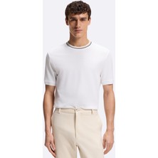 Boss Erkek %100 Pamuklu Logo Detaylı Bisiklet Yaka Kısa Kollu Beyaz T-Shirt 50559847-100