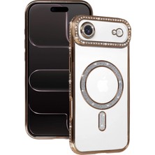 Almira Butik Mey Ithalat®   iPhone 17 Air Joke Simli Magneticsafe Kılıf - Gold