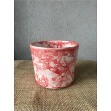 Menekşe, Kaktüs,sukulent Ebruli Seramik Saksı- Pembe (Boy 9.5cm Çap 10.5cm) - Çiçek Saksısı