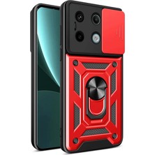 Almira Butik Mey Ithalat®   Redmi Note 13 Pro 4g Pars Lens Yüzüklü Silikon - Kırmızı