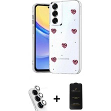 Marsilyan™- Galaxy A24 4g Kılıf Yörünge Form - Siyah 6d Antistatik Mat Seramik Hayalet Nano Ekran Koruyucu + Gümüş Valdez Metal Kamera Lens