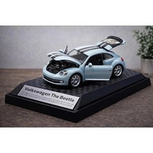 Scntoys Wolkswagen Beetle Mavi Diecast Model Araba Vosvos Model Araba Açılan Kapılar 1:26 Ölçek Özel Standlı