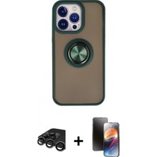 Marsilyan™- iPhone 15 Pro Kılıf Yörünge Çizgi - Siyah 3D Antistatik Mat Seramik Nano Ekran Koruyucu + Titanyum Gri Raze Metal Kamera Lens