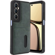 Almira Butik Mey Ithalat®  Realme C65 Sara Kartvizitli Deri Kılıf - Yeşil