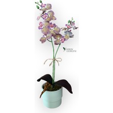 Yapay Çiçekçiniz Modern Tasarım Beyaz Renkli Saksıda 2 Dallı Yapay Islak Orkide 50 cm