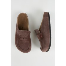 Krähe Krahe Marco Erkek Hakiki Deri Loafer Sabo Kahve Terlik