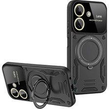 Almira Butik Mey Ithalat®   Redmi 13C Kılıf Joy Lens Standlı Kapak - Siyah