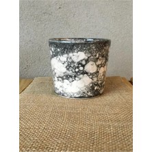 Seramik Saksı - Ebruli Desen(8.5cm) Çiçek Saksısı- Siyah