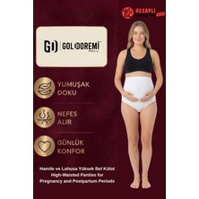 Gd Goldoremi 3640 Premium Kadın Yüksek Kalite %100 Pamuk Likralı Hamile ve Lohusa Yüksek Bel Külot