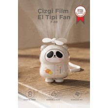 Torima Şarjlı El Vantilatörü Panda Figürlü Taşınabilir Mini Masa Fanı F69 Beyaz