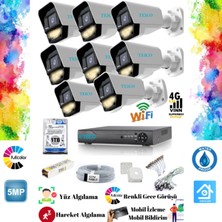 5 Mp Ultra Hd 1920P 8 Warm LED Kameralı Renkli Güvenlik Kamera Seti Teico- 60485