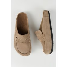 Krähe Krahe Marco Erkek Hakiki Deri Loafer Sabo Vizon Terlik