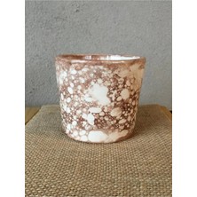 Seramik Saksı - Ebruli Desen(8.5cm) Çiçek Saksısı- Kahve