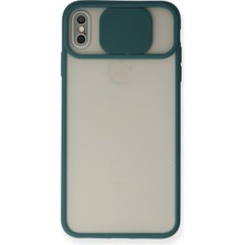 Almira Butik Mey Ithalat®  iPhone Xs Max Kılıf Palm Buzlu Kamera Sürgülü Silikon - Yeşil