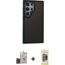 Marsilyan™- Galaxy S24 Ultra Kılıf Eksen Işık - Siyah Joko Magic 5d Hayalet Cam + Gold Bilvis Titan Kamera Lens