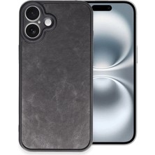 Almira Butik Mey Ithalat®  iPhone 16 Plus Kılıf Aras Deri Kapak - Siyah