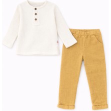 Bubito Unisex Bebek&çocuk %100 Pamuklu Müslin Alt Üst Pijama Takım-Kahverengi