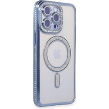 Almira Butik Mey Ithalat®  iPhone 14 Pro Max Kılıf Joke Simli Magneticsafe Kılıf - Mavi