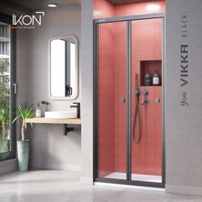 İkon Duş Sistemleri Vikka Katlanır | Siyah Şeffaf Duş Kabini H:190