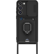 Almira Butik Mey Ithalat®  Samsung Galaxy S23 Plus Kılıf Zuma Kartvizitli Yüzüklü Silikon - Siyah