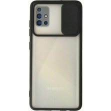 Almira Butik Mey Ithalat®  Samsung Galaxy A71 Kılıf Palm Buzlu Kamera Sürgülü Silikon - Siyah