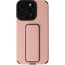 Almira Butik Mey Ithalat®  iPhone 13 Pro Kılıf Mega Standlı Silikon - Pudra