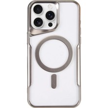 Almira Butik Mey Ithalat®  iPhone 15 Pro Kılıf Boyi Magsafe Silikon Kapak - Gümüş