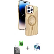 Marsilyan™- iPhone 16 Pro Kılıf Nova Modern Prime - Siyah 3D Antistatik Seramik Nano Ekran Koruyucu + Siyah Raze Metal Kamera Lens