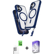 Marsilyan™- iPhone 16 Kılıf Atlas Doku Koleksiyonu - Siyah Bilvis 5in1 3D Magic Cam Ekran Koruyucu + Beyaz Raze Metal Kamera Lens