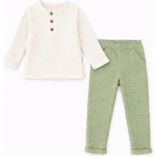 Bubito Unisex Bebek&çocuk %100 Pamuklu Müslin Alt Üst Pijama Takım-Yeşil