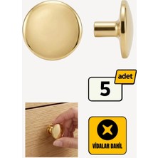 Viva Lüks Modern Gold Altın Kaplama Yuvarlak Düğme Mobilya Çekmece ve Dolap Kulp (5ADET)
