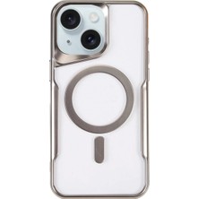 Almira Butik Mey Ithalat®  iPhone 15 Plus Kılıf Boyi Magsafe Silikon Kapak - Gümüş