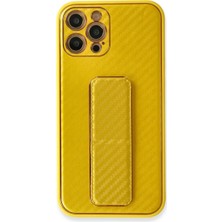 Iphone 12 Pro Max Kılıf Co Karbon Standlı Kapak - Sarı