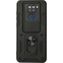 Almira Butik Mey Ithalat®   Redmi Note 9 Kılıf Pars Lens Yüzüklü Silikon - Siyah