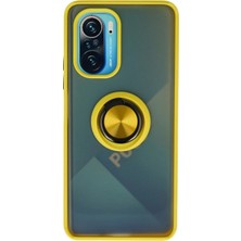 Almira Butik Mey Ithalat®   Redmi K40 Kılıf Montreal Yüzüklü Silikon Kapak - Sarı