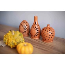 Ev Dekoru Çömlek Mumluk-Tütsülük - El Yapımı - Avanos Üretim 3^ Lü Set ( Mum Hediyeli)