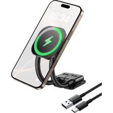 Baseus PrimeTrip C03S Pro 15W MagSafe Uyumlu Araç İçi Kablosuz Şarj Tutucu - Siyah