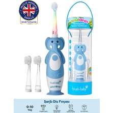Brush Baby Bebek ve Çocuk Diş Fırçası - Şarjlı - Çok Renkli Disko Işıklı - 0-10 Yaş - Fil