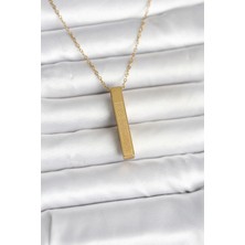 Youday Accessories 316L Çelik Gold Renk Ayetel Kürsi Yazılı Bar Çubuk Kolye
