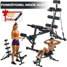 Relaxus Çok Fonksiyonlu Mekik Sehpası Sırt Açılı Ev Fitness Aleti Egzersiz Ekipmanı Direnç Lastiği Hediye