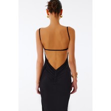 Love On Friday Emara Sırt Açık Uzun Abiye Elbise (Siyah)