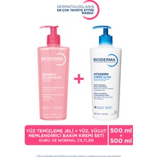 Bioderma 2'li Set Normal Ciltler İçin Yüz Temizleme Jeli ve Kuru Ciltler İçin Nemlendirici Krem 500 ml
