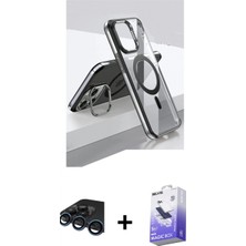 Marsilyan™- iPhone 15 Pro Kılıf Vadi Çizgi Özel Seri - Siyah Bilvis 5in1 5d Magic Hayalet Cam Ekran Koruyucu + Lacivert Raze Metal Kamera Lens