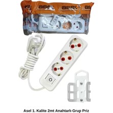 Herşey Trend Herşeytrend 2 Metre Askı Aparatlı Anahtarlı 3lü Grup Priz ROYALEKS-68134