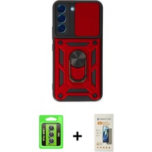 Marsilyan™- Galaxy S23 Kılıf Ahenk Klasik - Siyah 6d Mat Seramik Hayalet Nano Ekran Koruyucu + Yeşil Raze Metal Kamera Lens