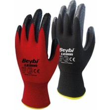 TELHA Beybi Nitril Poly PNzebra 9 Beden Kırmızı Siyah  Eldiven 12li Paket EN388 (3131X)