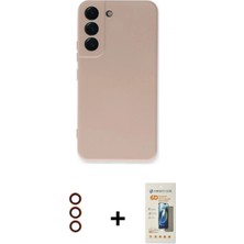 Marsilyan™- Galaxy S23 Kılıf Ahenk Serisi - Siyah 6d Mat Seramik Hayalet Nano Ekran Koruyucu + Kırmızı Metal Kamera Lens