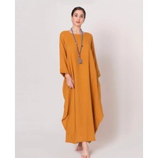Bohemania Hardal Uzun Kollu Volanlı Elbise