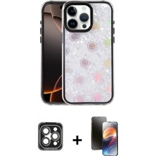 Marsilyan™- iPhone 15 Pro Max Kılıf Odak Prime - Siyah 3D Antistatik Mat Seramik Nano Ekran Koruyucu + Gri Pvd Metal Kamera Lens
